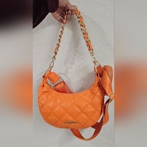 Steve Madden Orange Quilted Shoulder Bag Nwot